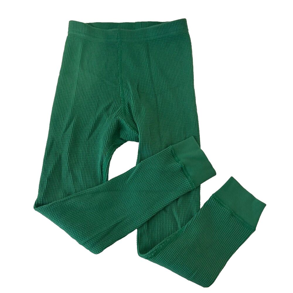 Hanna Andersson Pajama Pants Girl's 6-7 Thermal Green Cotton Pull On Bottoms